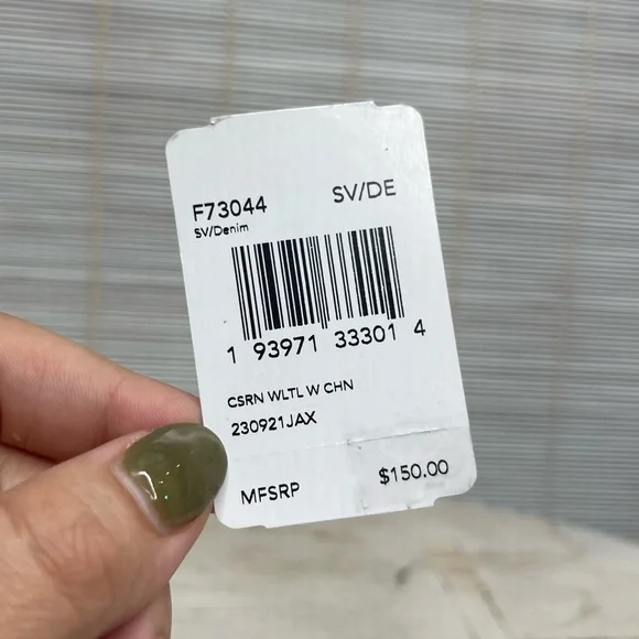 Coach Blue Crossgrain Leather Chain Wristlet Clutch Silver Hardware NWT - Picture 9 of 9